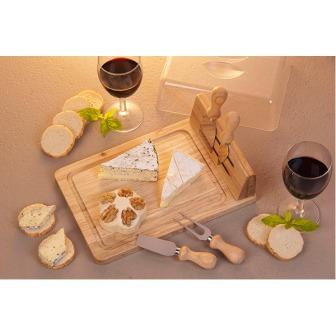 Cheese board with cover and 4 knives